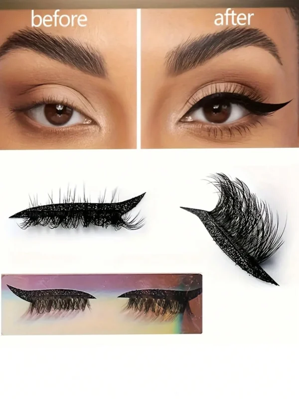 SHEIN Glitter Self-Adhesive Eyeliner And False Eyelashes Set - Waterproof