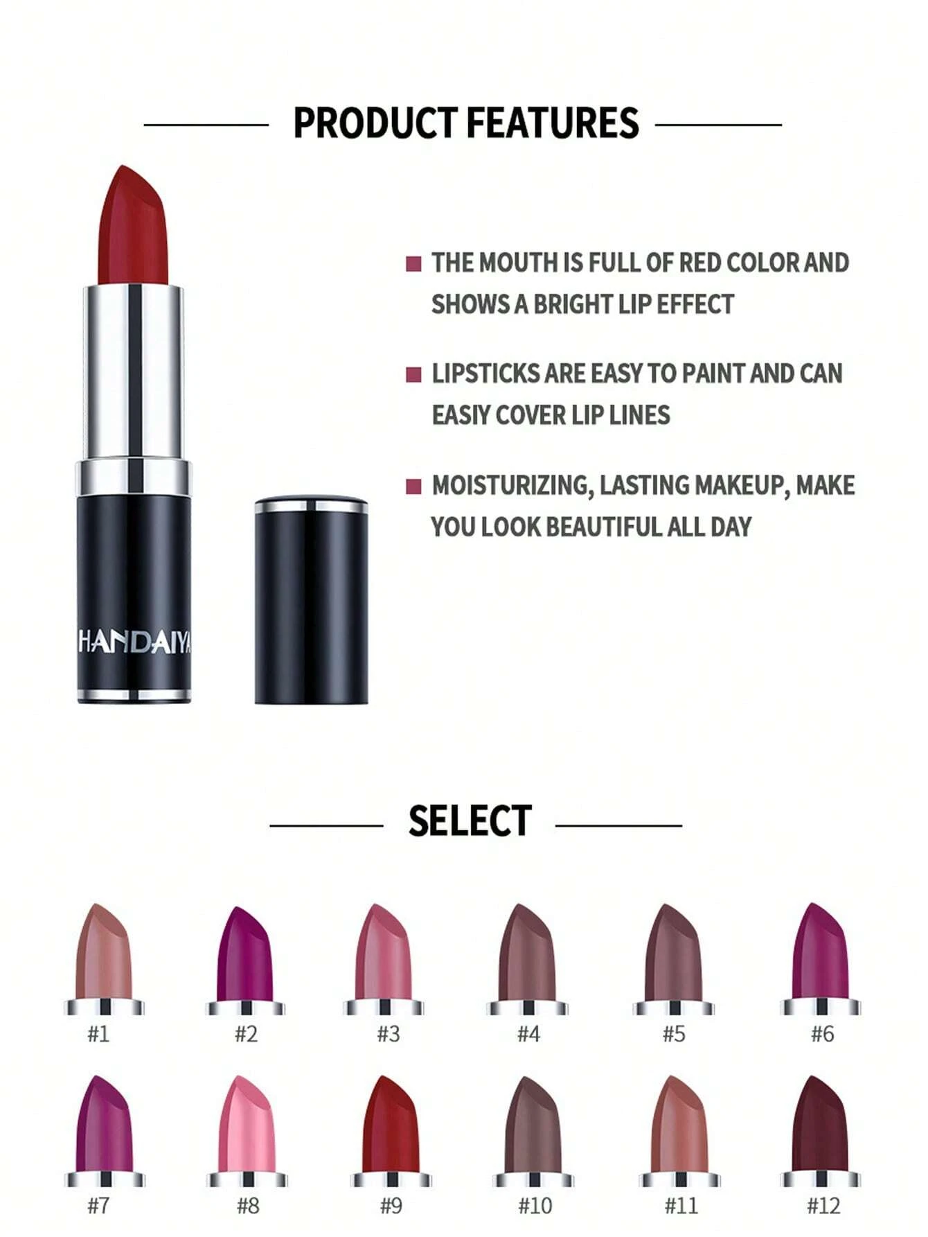 SHEIN HANDAIYAN Matte Mist Permanent Moisturizing Lipstick #09