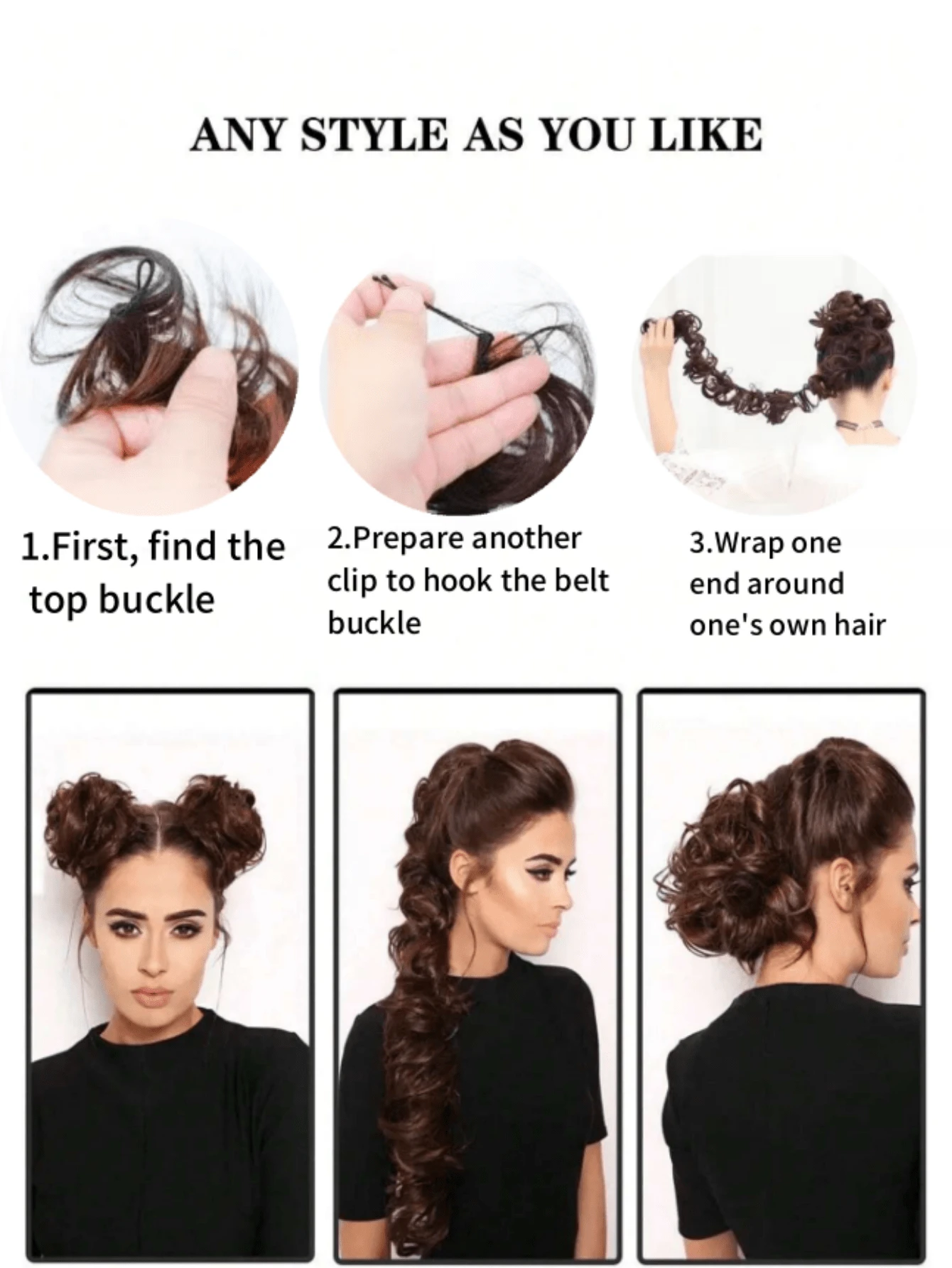 SHEIN Messy Twisted Ponytail Hair Extension With Synthetic Wavy Updo Bun