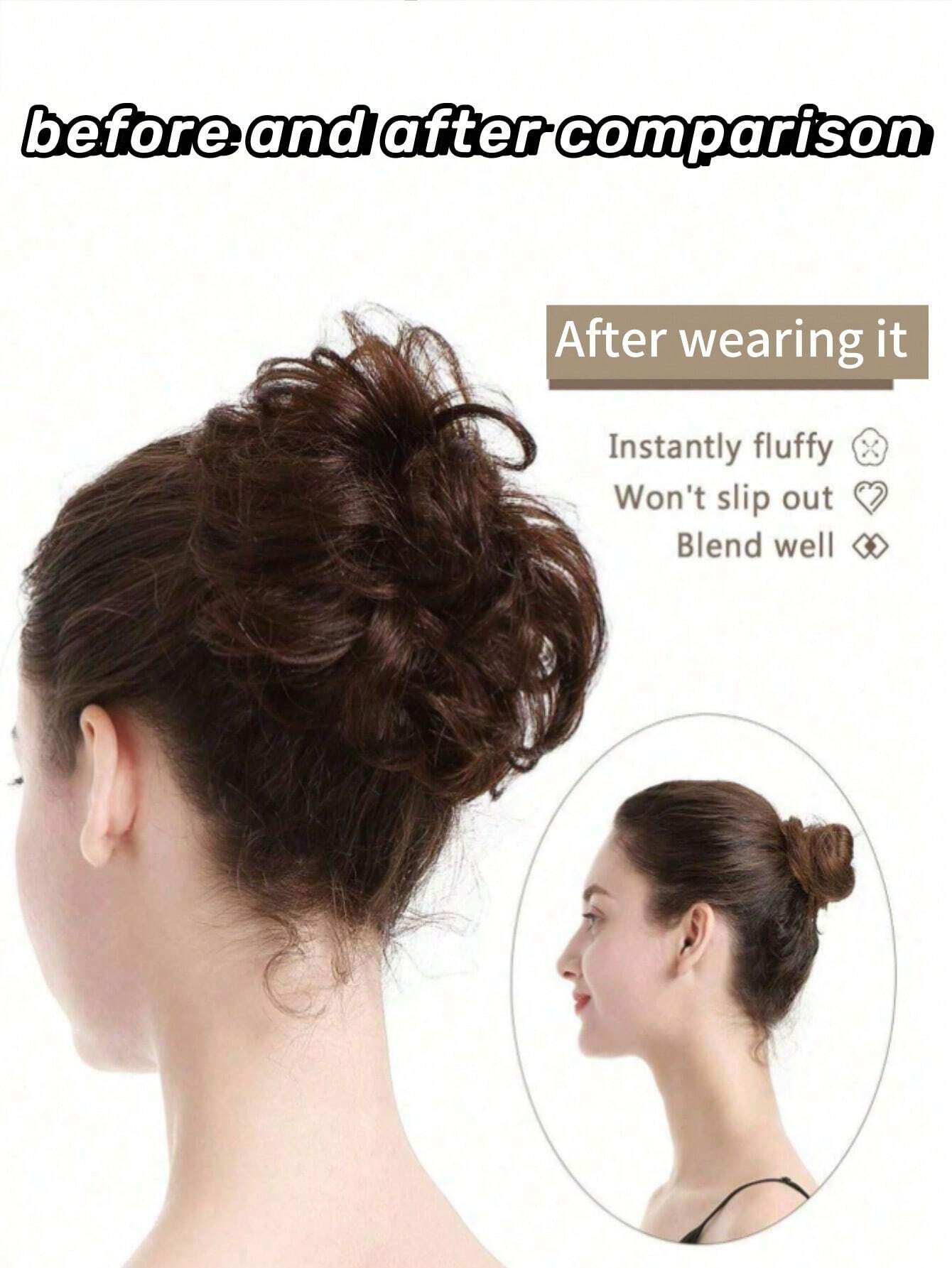 SHEIN Messy Twisted Ponytail Hair Extension With Synthetic Wavy Updo Bun