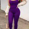 SHEIN Ribbed Fabric Fitted Jumpsuit Unitard