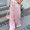 SHEIN EZwear Low Waist Contrast Color Letter Print Drawstring Casual Pants