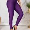 SHEIN Lady Women Shiny Green Elastic Leggings