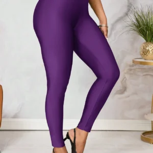 SHEIN Lady Women Shiny Green Elastic Leggings