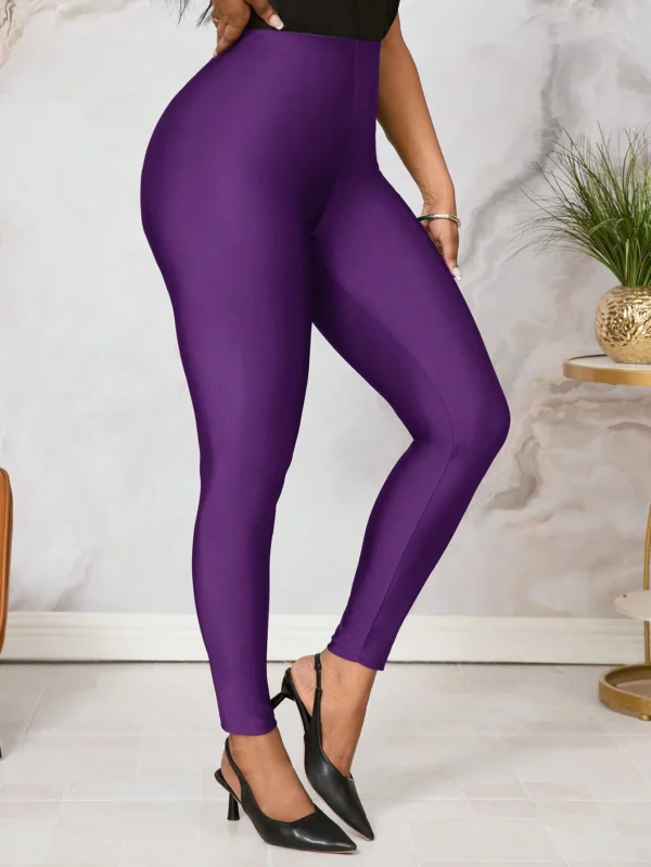 SHEIN Lady Women Shiny Green Elastic Leggings