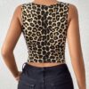 SHEIN Unity Leopard Print Contrast Mesh Crop Tank Top