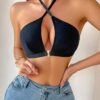 SHEIN Women Solid Color Sexy Hollow Front Hook Criss-Cross Bra