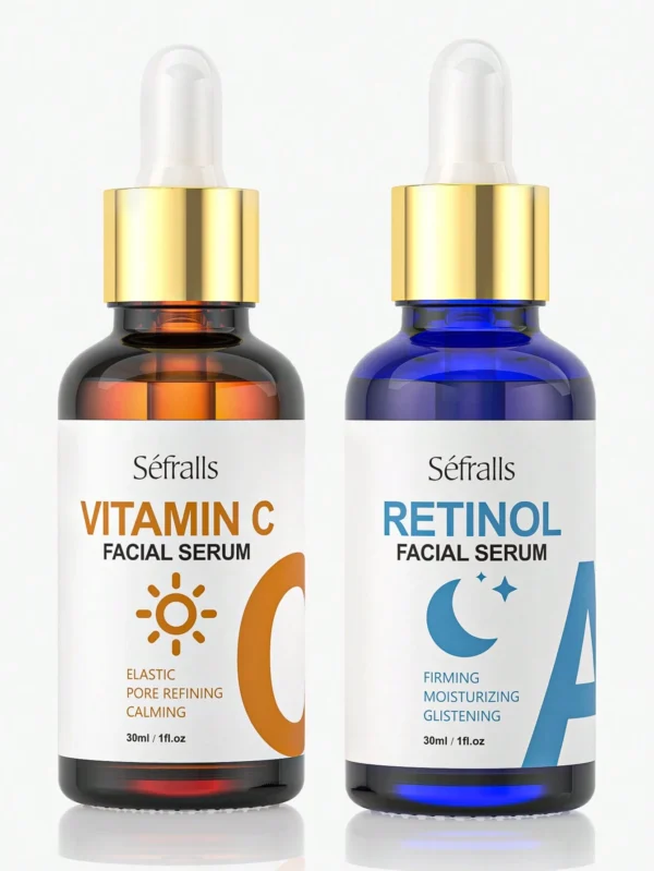 SHEIN Sefralls 60ml Skincare Face Serum Set - Vitamin C Serum For Radiance, Retinol