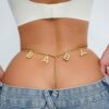 SHEIN Sparkling Rhinestone Letter Pendant Adjustable Lingerie Thong, Sexy