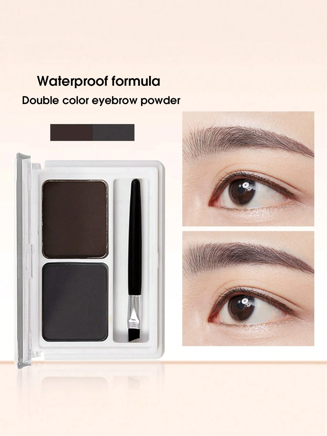 SHEIN Waterproof Eyebrow Powder & Brush, Two Colors Long-Lasting Eyebrow