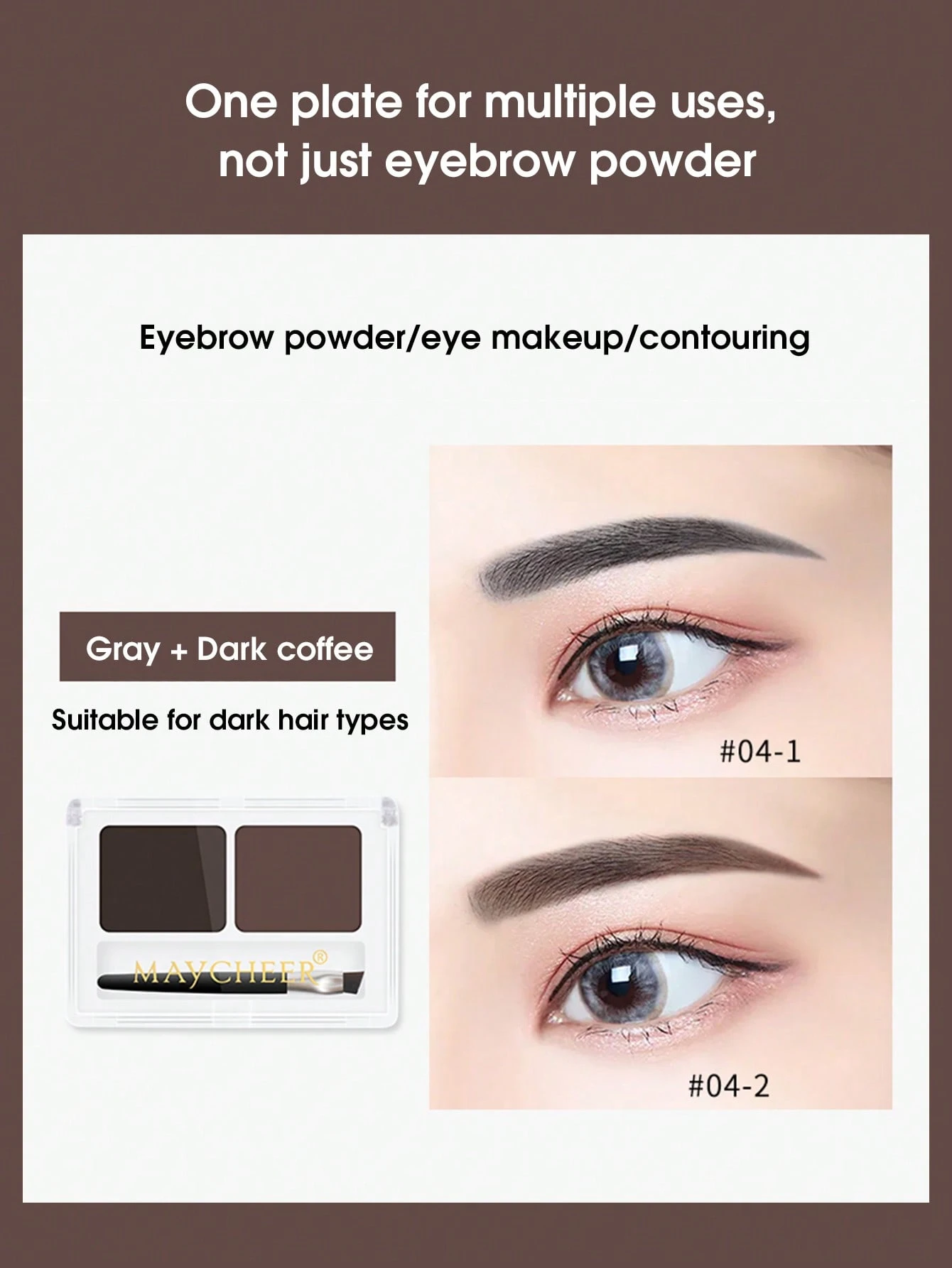 SHEIN Waterproof Eyebrow Powder & Brush, Two Colors Long-Lasting Eyebrow