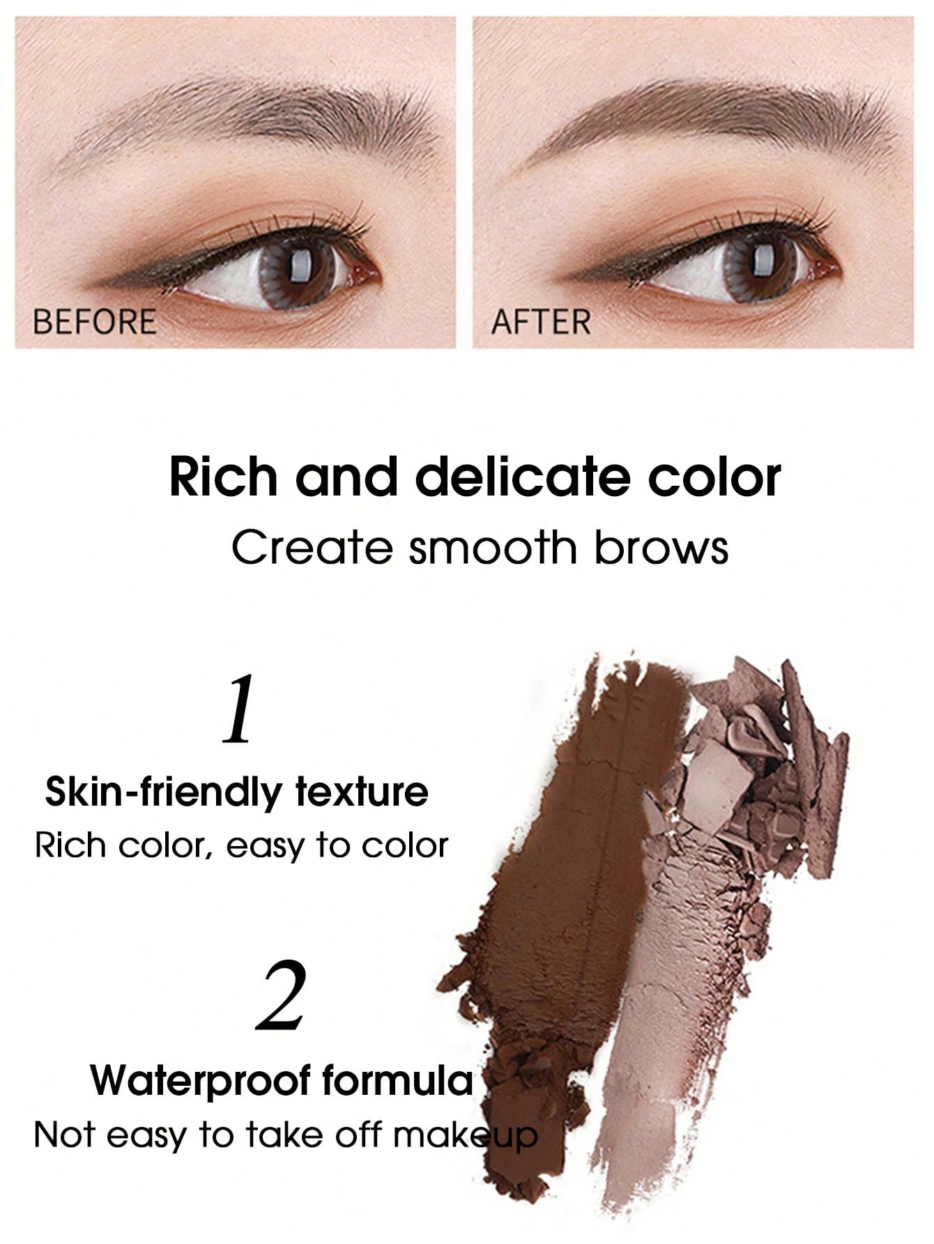 SHEIN Waterproof Eyebrow Powder & Brush, Two Colors Long-Lasting Eyebrow