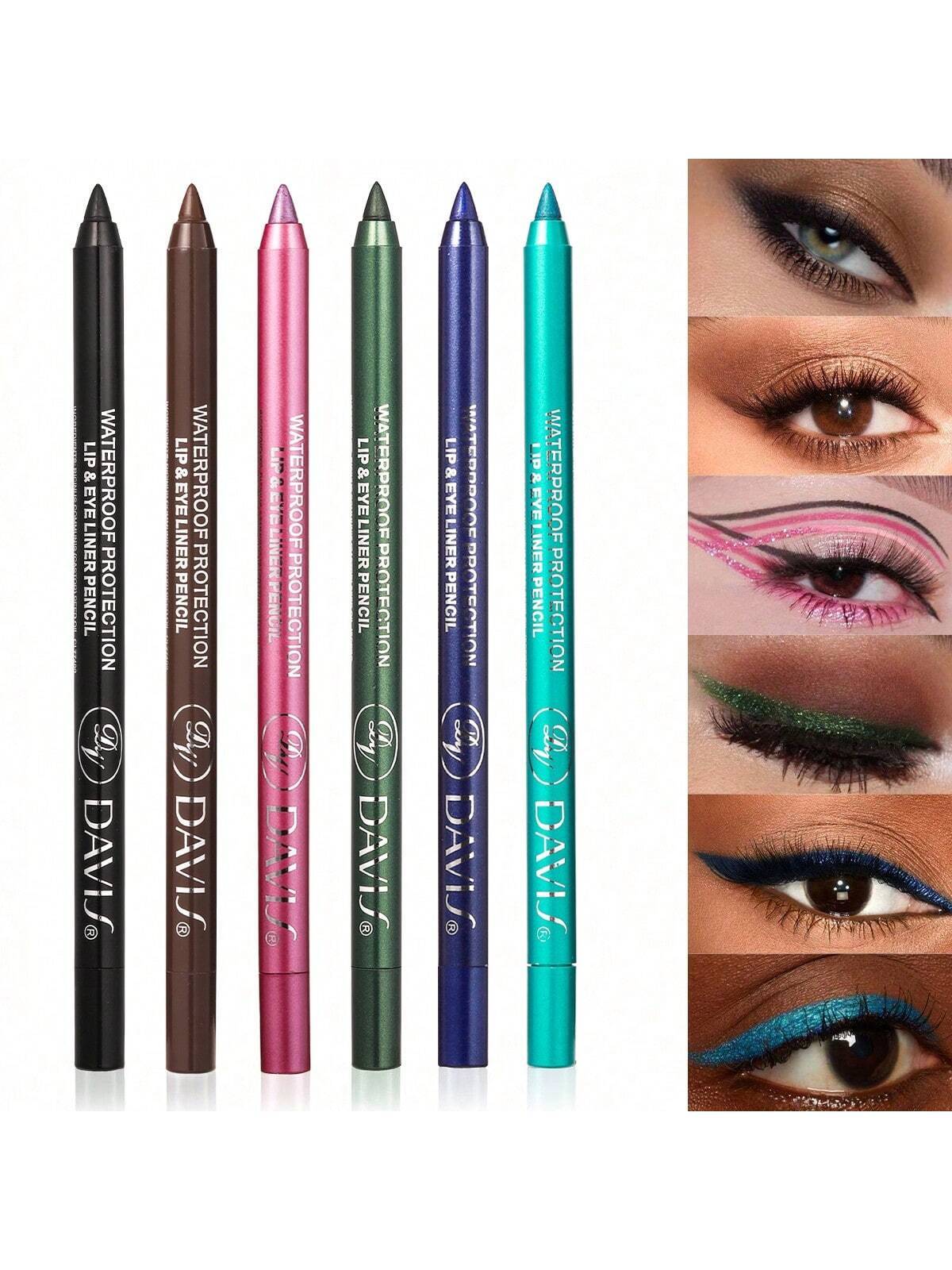 SHEIN Waterproof Eyeliner Pencil, 6pcs