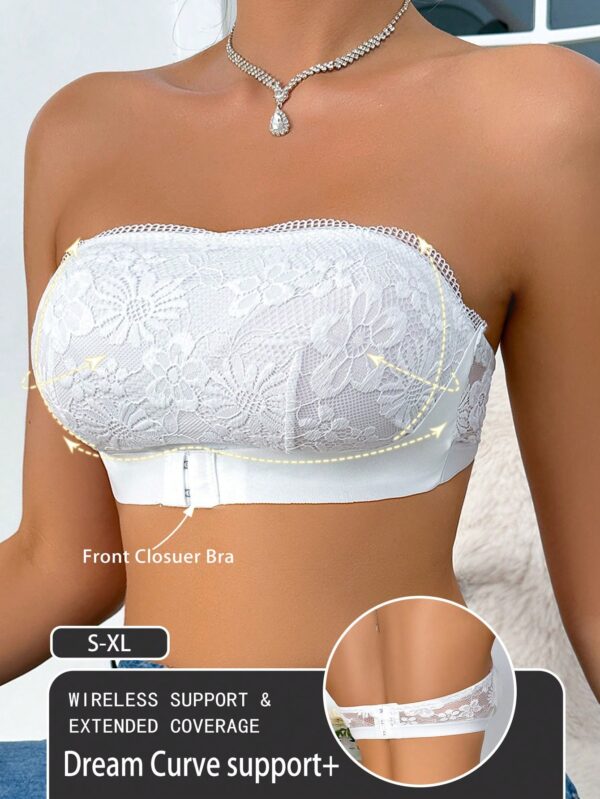 SHEIN Lace Patchwork Front Closure Wireless Bra