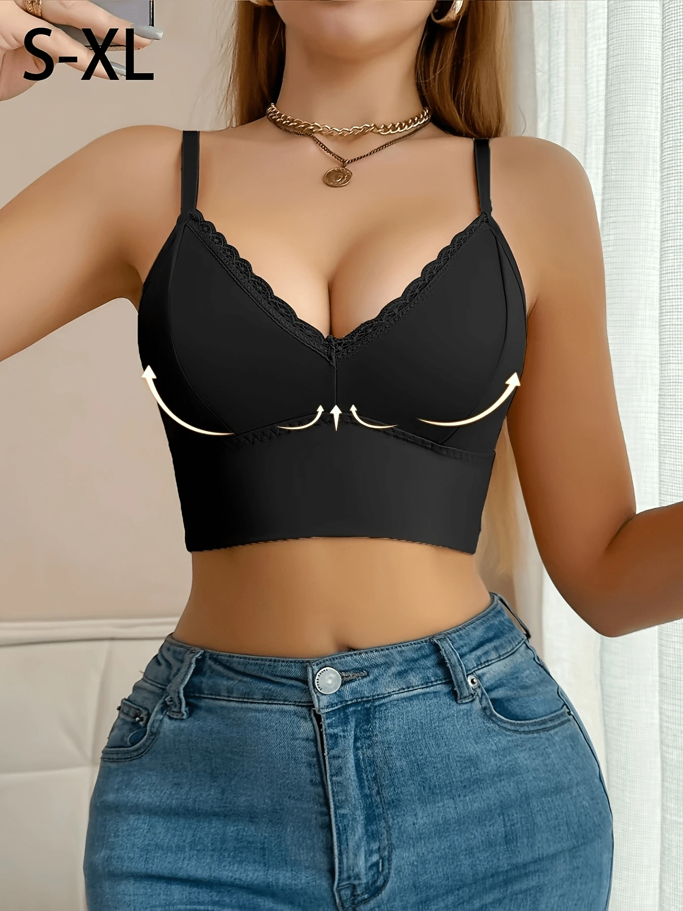 SHEIN Lace Patchwork Spaghetti Strap Comfortable Underwear