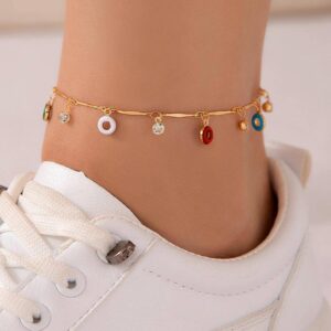 SHEIN imoli 1pc Fashionable Doughnut & Rhinestone Charm Anklet