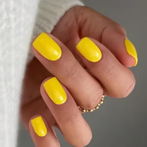 SHEIN Add A Touch Of Romance With 24pcs Short Square Yellow Press On Nails
