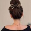SHEIN 1pc Chic Leopard Print Bow Hair Claw,Large
