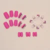 SHEIN Elevate Your Style With 24pcs Short Square Pink French Style Love Fake Nail
