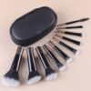 SHEIN 10pcs/Set Portable Travel Makeup Eyeshadow Brush Kit, Black