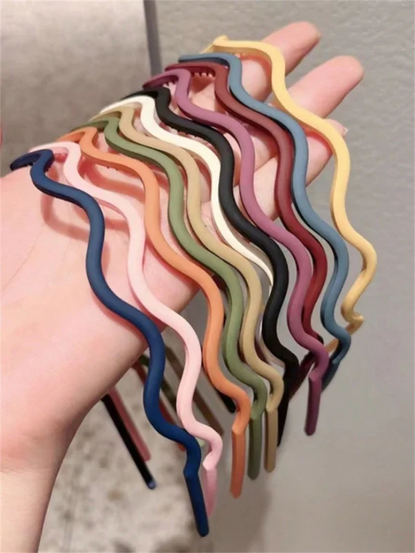 SHEIN 11pcs Women's New Fashion Wave Texture Narrow Hair Hoop, Hairbands