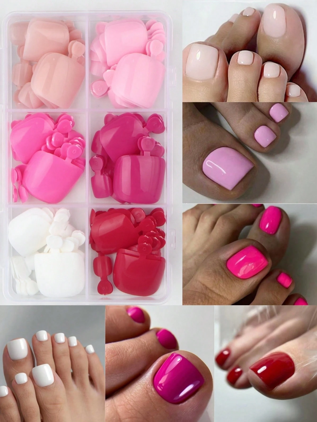 SHEIN 144 Pcs Colorful Fake Toenails, Short Square Nail