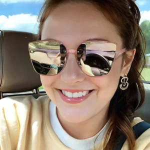 SHEIN Transparent Pink Square PC Frame Mirrored Lens Glasses