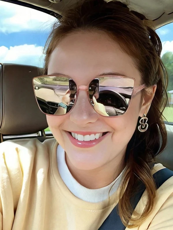 SHEIN Transparent Pink Square PC Frame Mirrored Lens Glasses