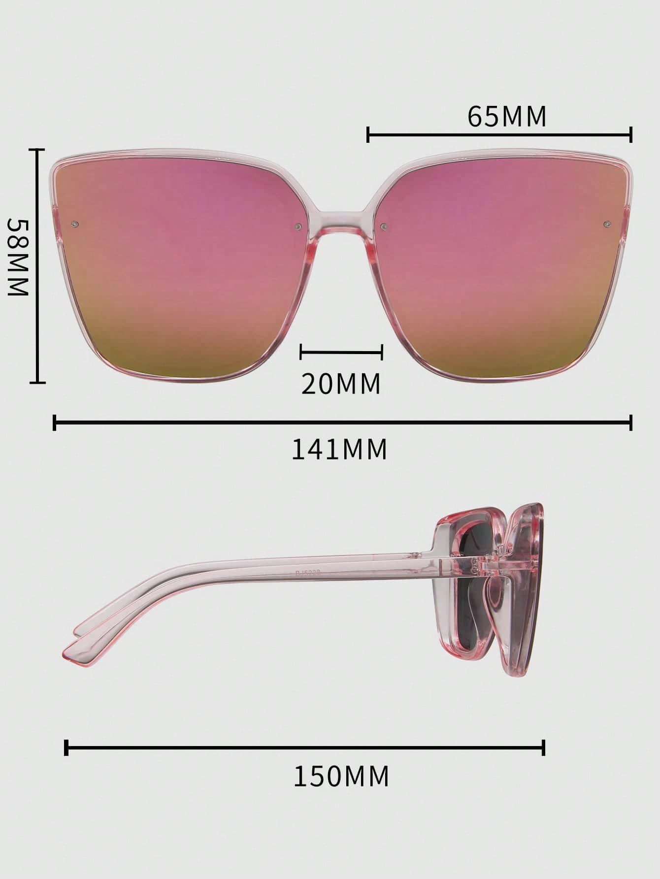 SHEIN Transparent Pink Square PC Frame Mirrored Lens Glasses