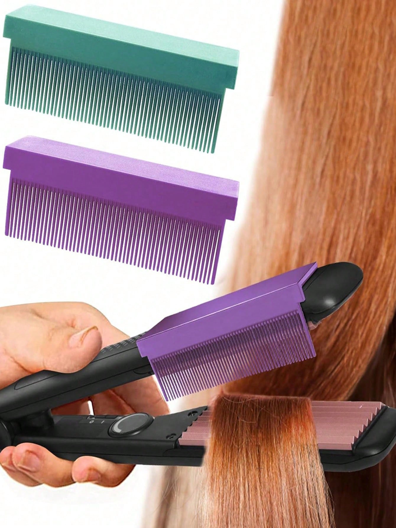 SHEIN Ceramic Straightening Comb Tool, High-Temperature Styling Flat Iron Comb With Self-Adhesive Hair
