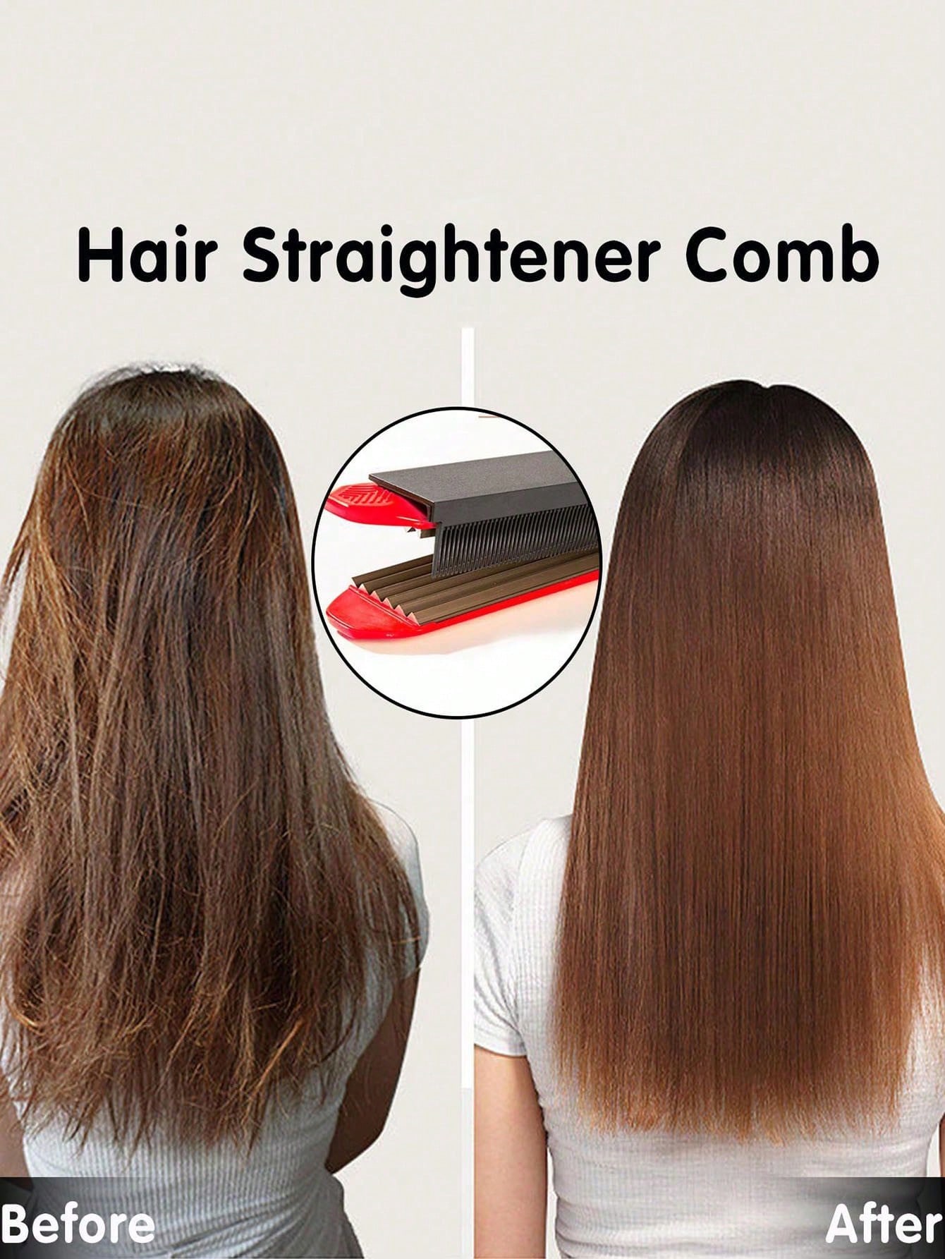 SHEIN Ceramic Straightening Comb Tool, High-Temperature Styling Flat Iron Comb With Self-Adhesive Hair