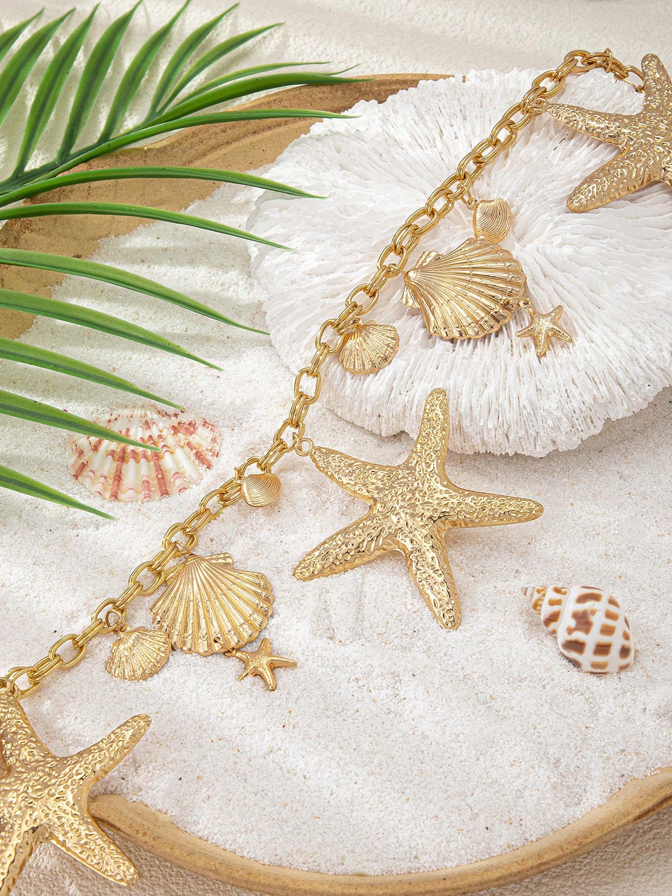 SHEIN Fashion Starfish Shell Tassel Waist Chain