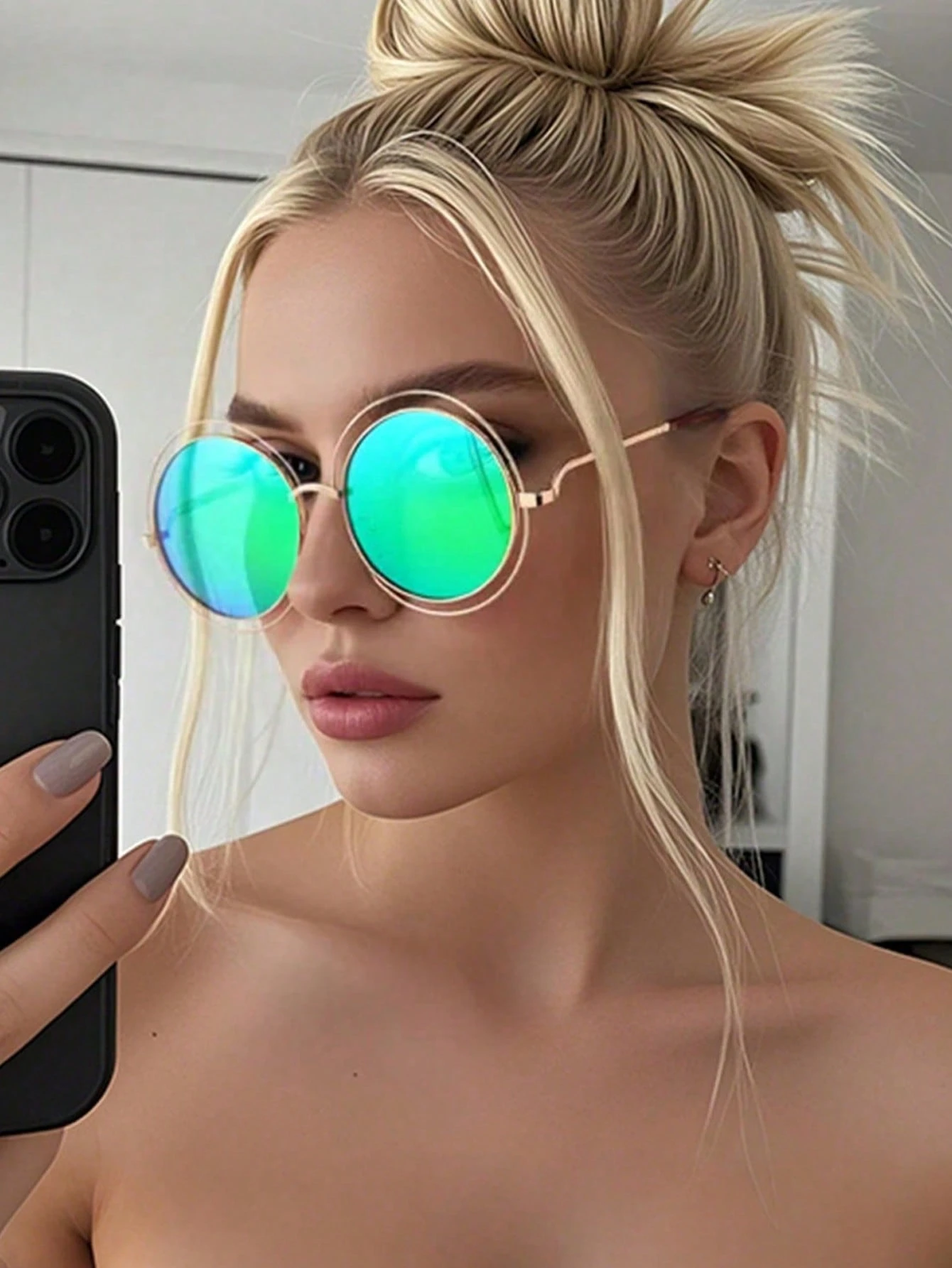 SHEIN Fashionable Oversized Round Frame Glasses