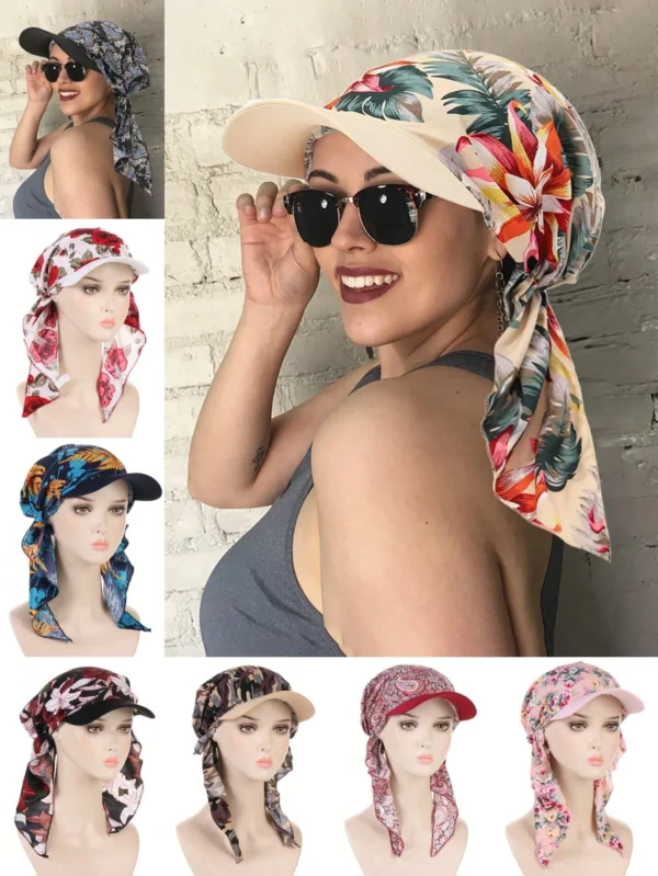 SHEIN Printed Headscarf Hat Fashionable Floral Tube Cap Curved Brim Hat