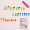 SHEIN 24Pcs Multi-Color Short Square Shiny Rainbow Ombre False Nails