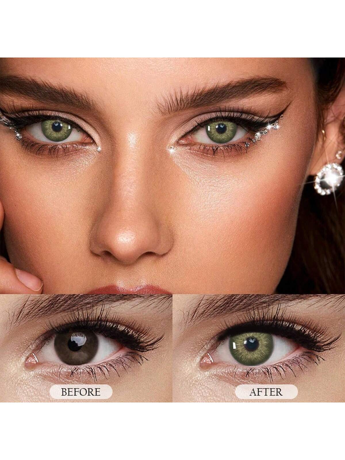 SHEIN 2 Pieces Gray Brown Color Contact Lenses