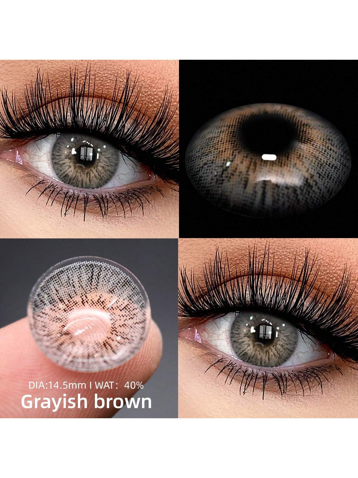 SHEIN 2pcs Grey-Brown Color Cosmetic Soft Contact Lenses