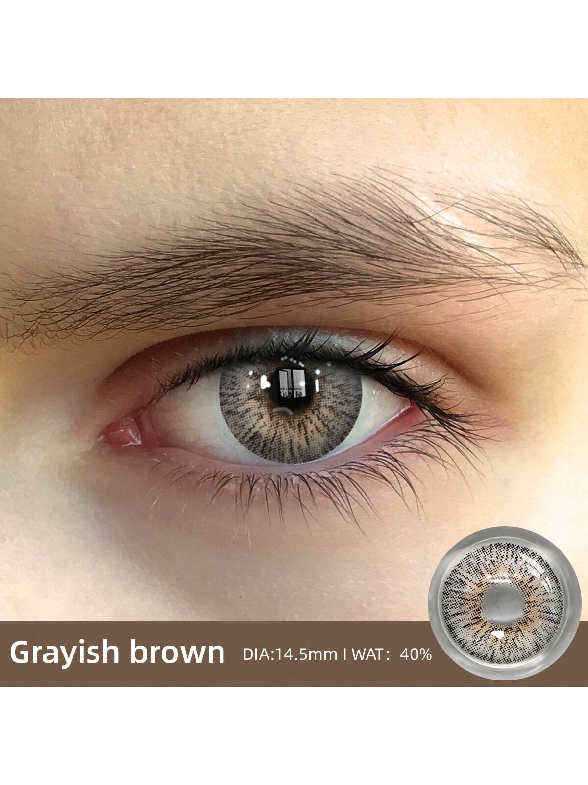 SHEIN 2pcs Grey-Brown Color Cosmetic Soft Contact Lenses