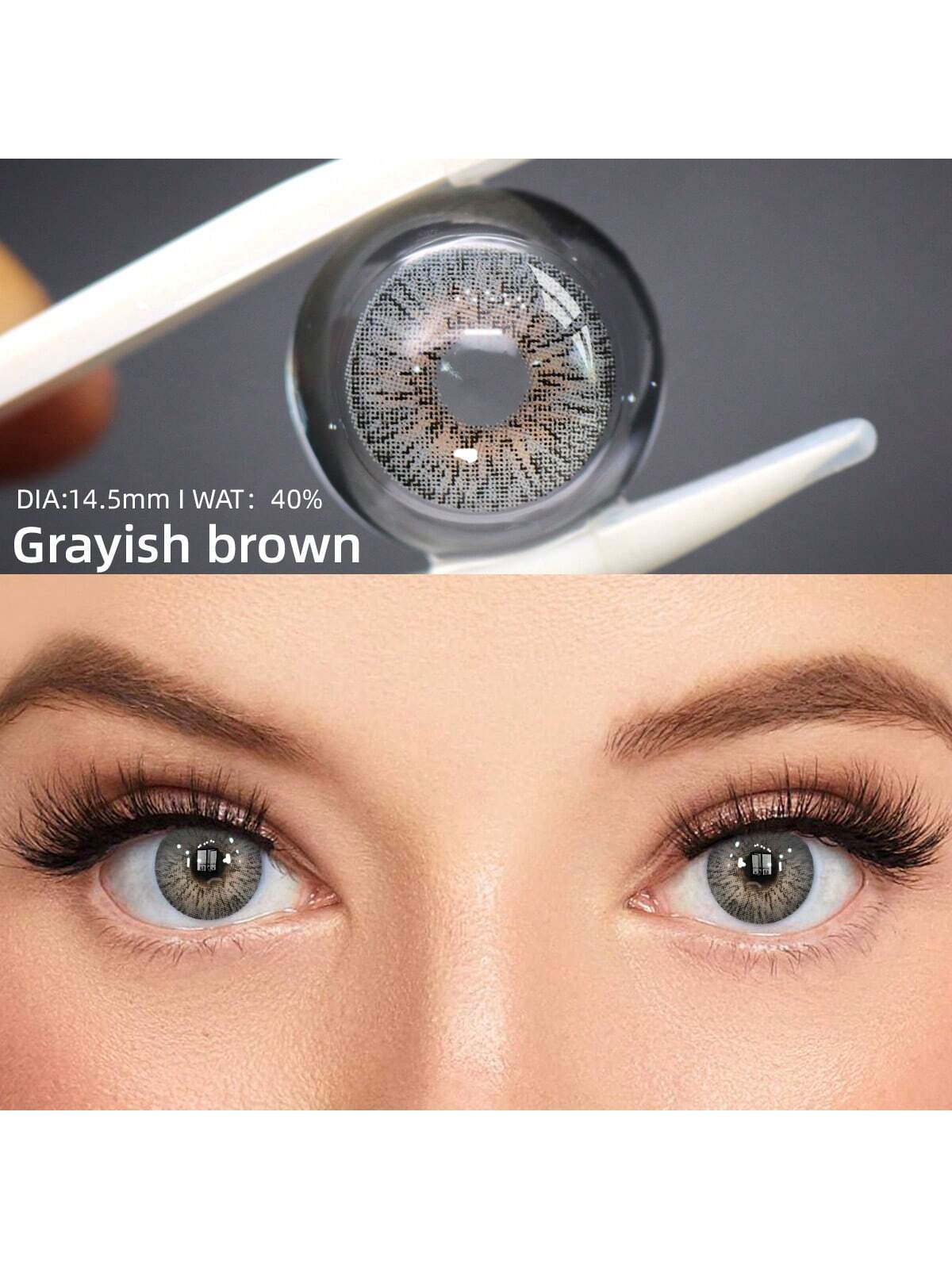 SHEIN 2pcs Grey-Brown Color Cosmetic Soft Contact Lenses