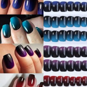 SHEIN Short Square Gradient Design Press On Nails