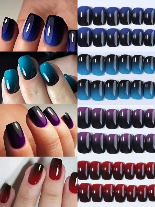 SHEIN Short Square Gradient Design Press On Nails