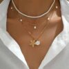 SHEIN 3pcs/Set Faux Pearl Tassel Starfish & Shell Decor Beaded Necklace Set
