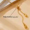 SHEIN 3pcs The New Stylish And Simple Style Adjustable Length Drop Tassel Necklace Earring Set