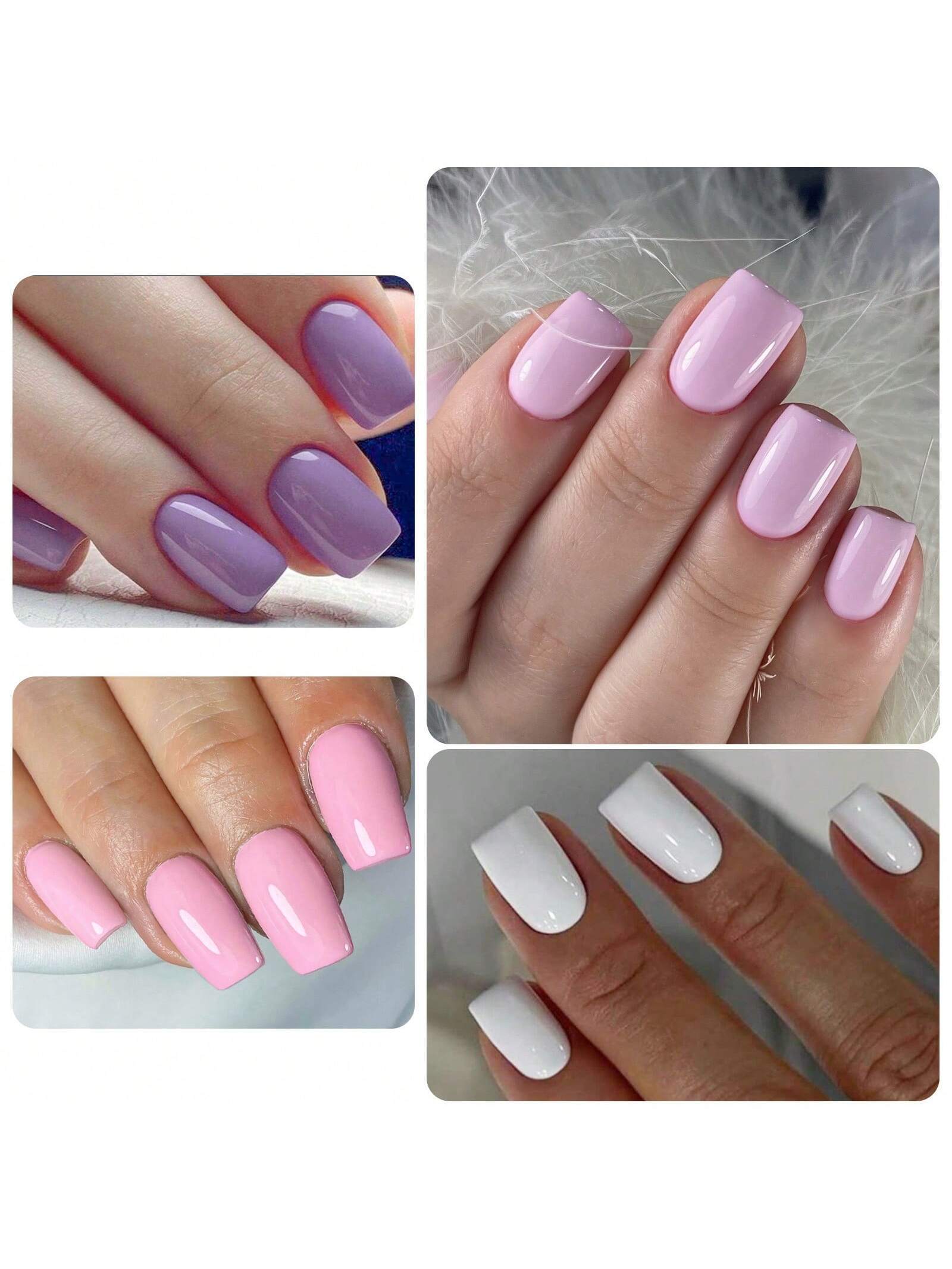 SHEIN 4 Colors Press On Nails Square, 96Pcs Medium Square