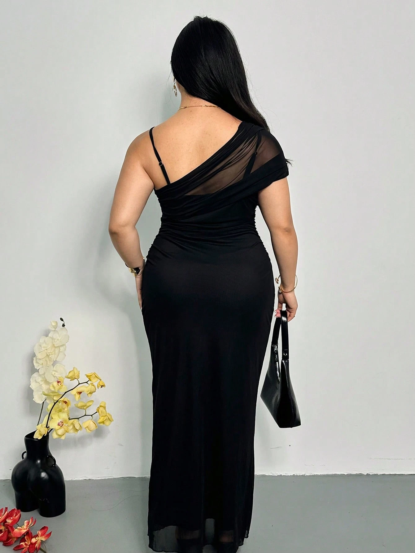 SHEIN Firerie Plus Size Elegant Minimalist Refined Romantic Bodycon Slip Dress