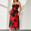 SHEIN Firerie Plus Size Women's Elegant Floral Mesh Dress
