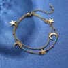 Jewelry Stainless Steel Double Layer Moon and Star Simple Bracelet