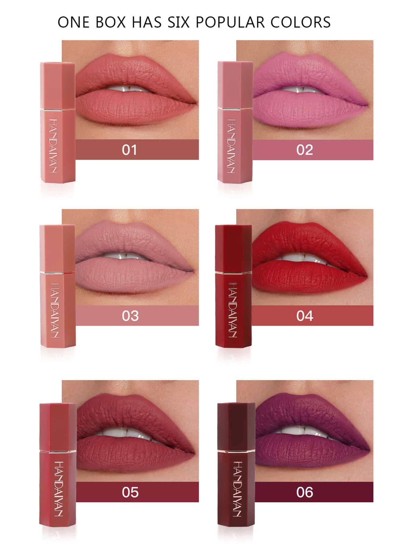 HANDAIYAN Matte Lipstick Hexagonal Lip Gloss