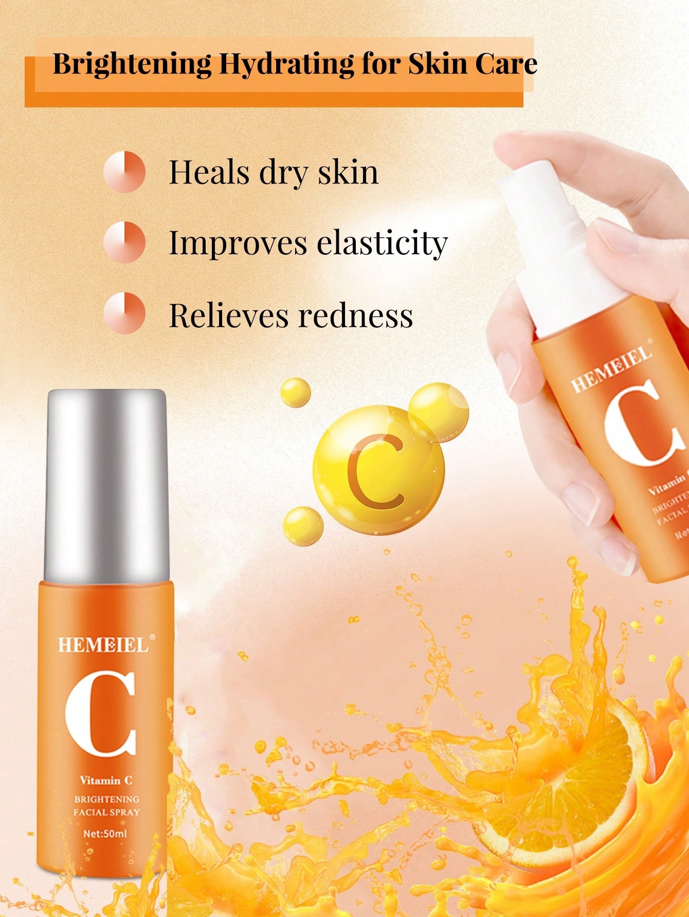 SHEIN HEMEIEL Vitamin C & Collagen Moisturizing And Brightening Facial Spray
