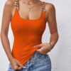 SHEIN INAWLY Women's Splicing Metal Chain Strap Tank Top